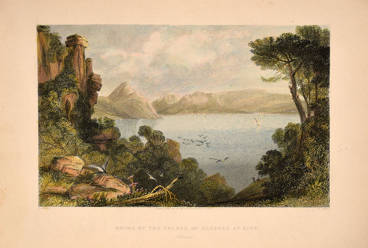 Ithaca, Greece. Original Engraving. Antique Print.